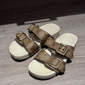 Coach authentic Brown Sandals with Buckle Straps slipper